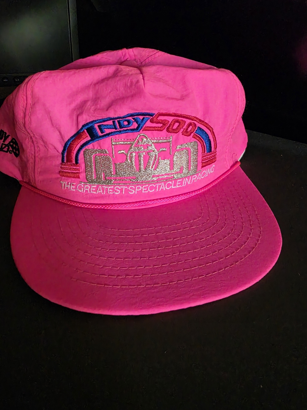 Indy 500 Neon Pink Racing Snapback Hat